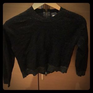 Just Cavalli cropped black sparkly Sweater